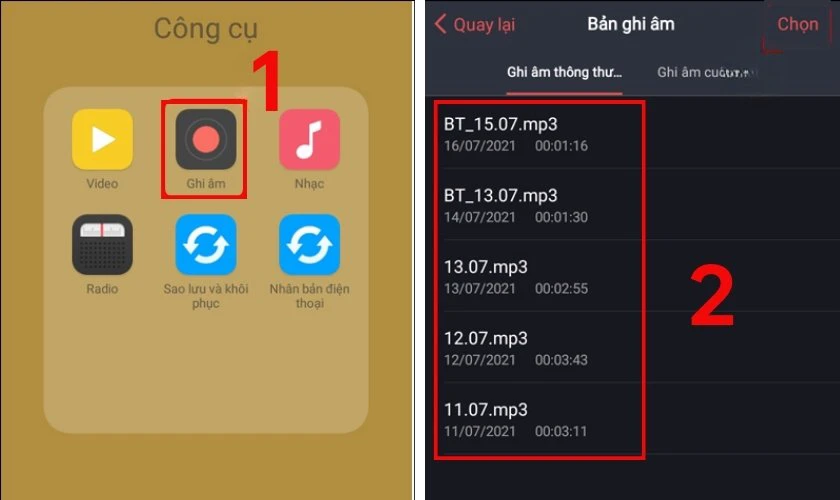 Cách nghe lại bản ghi âm trên OPPO