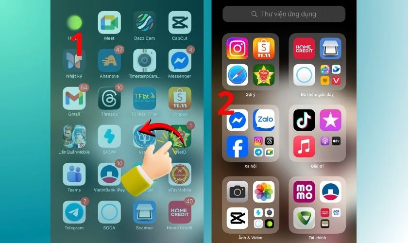 Từ màn hình chính, vuốt sang trái qua tất cả các trang