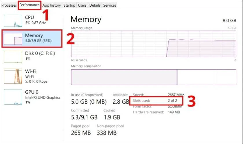 Khởi động máy và kiểm tra xem hệ thống đã nhận đủ RAM mới chưa
