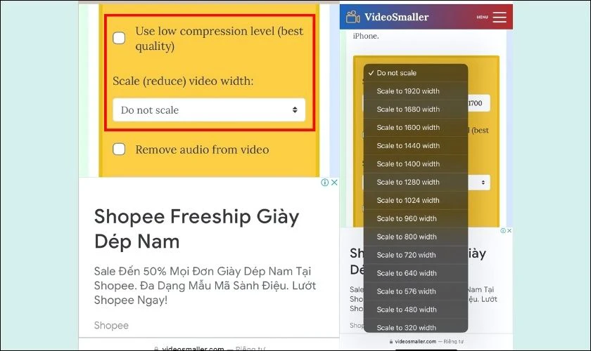 Cách nén video trên điện thoại qua website bước 3