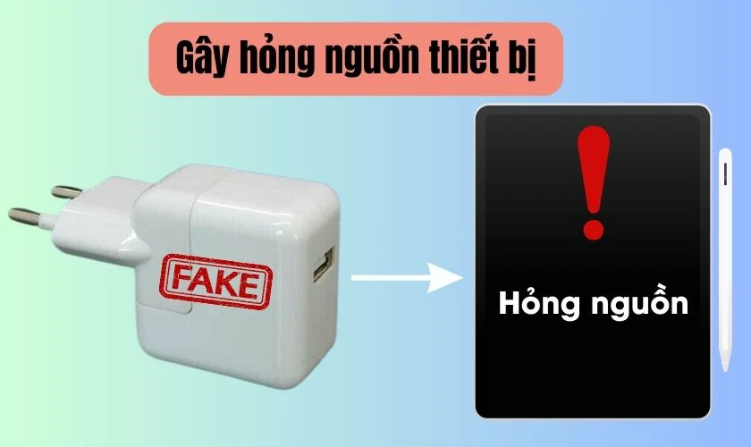 Sạc giả dễ gây hỏng nguồn và màn hình thiết bị