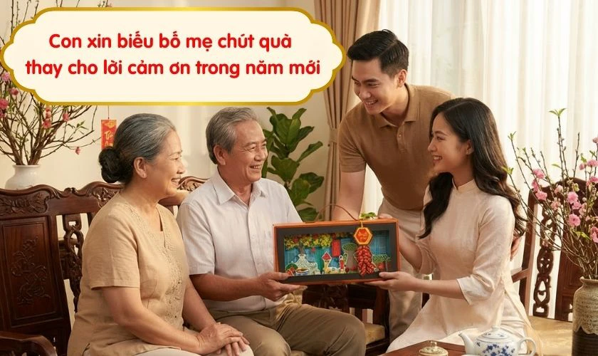 Câu chúc khi biếu quà Tết bố mẹ vợ thể hiện lòng biết ơn
