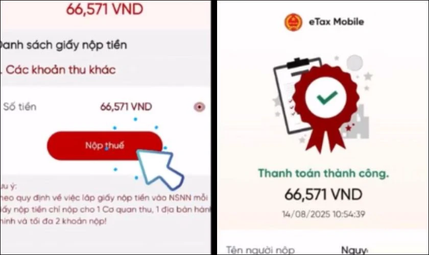 Bước 5: Nhận biên lai điện tử