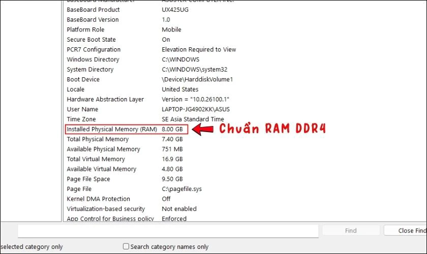 Cách phân biệt RAM DDR3 và DDR4 bằng System Information