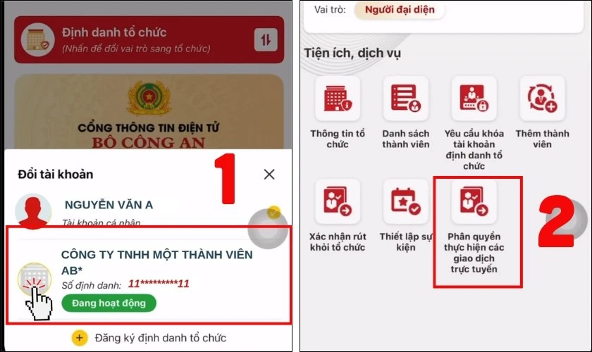 Chọn đúng tên tổ chức/doanh nghiệp