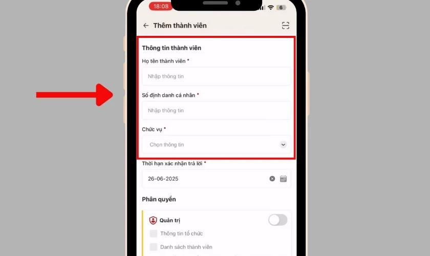 Điền đầy đủ thông tin theo yêu cầu