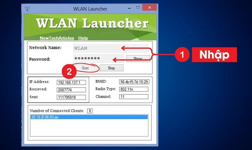 Cách phát Wifi từ máy tính Win 10 bằng phần mềm Wlan launcher