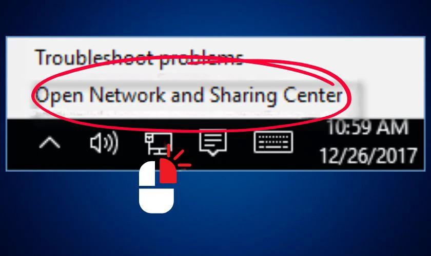 Mở Open Network and Sharing Center