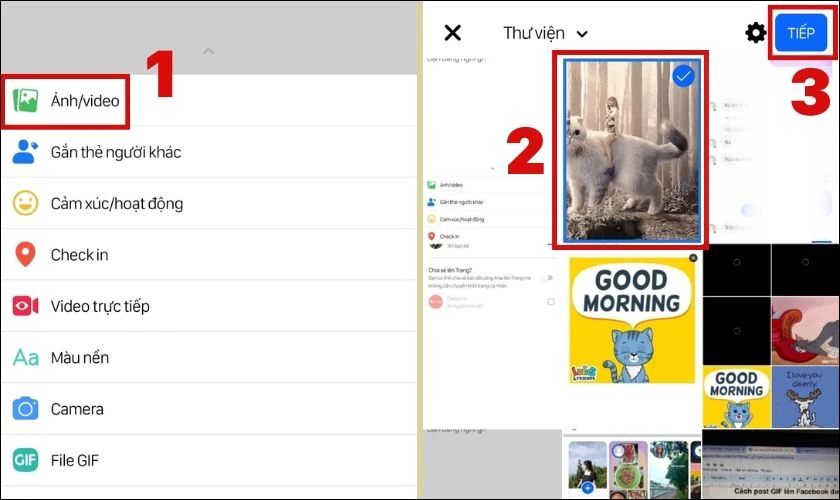 Nhấn vào Ảnh/ Video, tiếp theo hãy ấn vào ảnh GIF