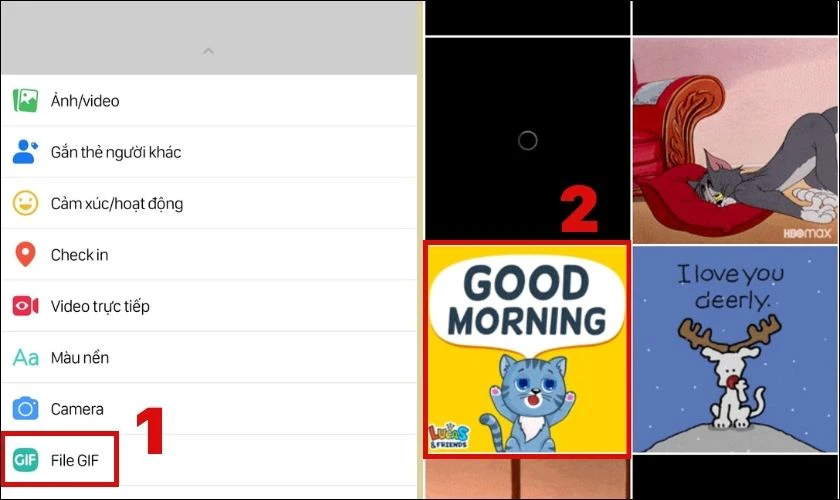 Nhấn vào file GIF và chọn GIF