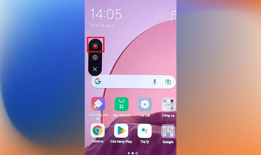 Nhấn lại biểu tượng này để dừng ghi màn hình OPPO