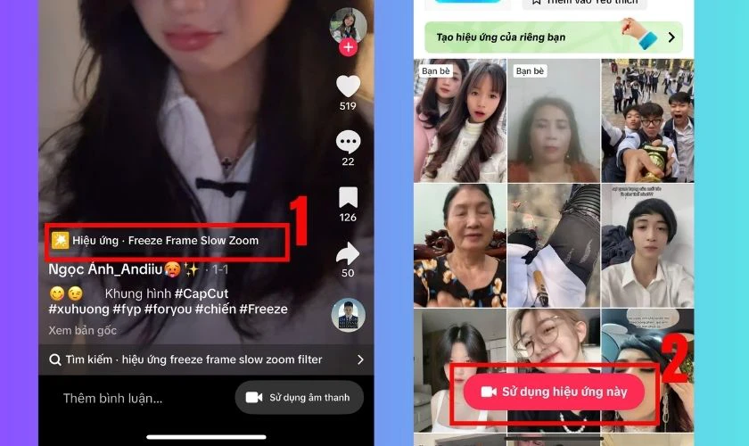 Chọn dòng Thử hiệu ứng này để mở camera
