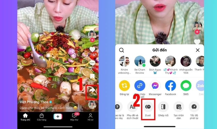 Nhấn biểu tượng chia sẻ