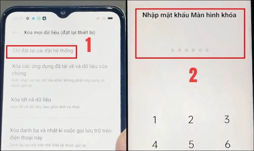 Chọn vào Chỉ đặt lại cài đặt hệ thống