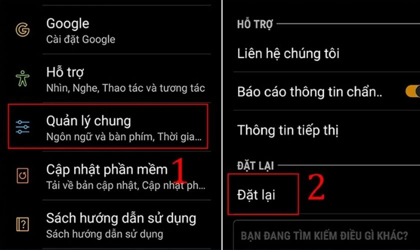 Cách reset điện thoại Samsung qua Cài đặt