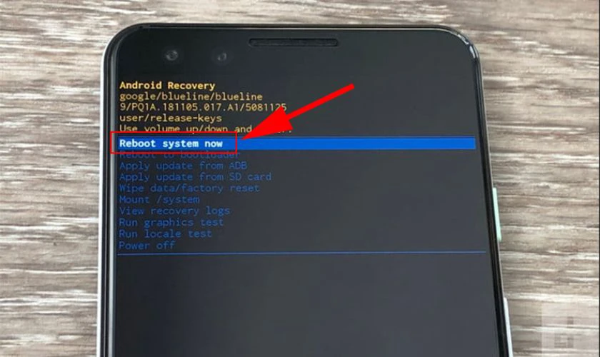 Chọn Yes, sau đó chọn Reboot system now