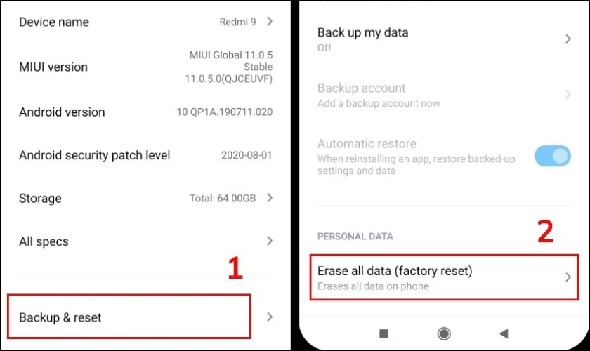 Sao lưu dữ liệu điện thoại trước khi reset Xiaomi