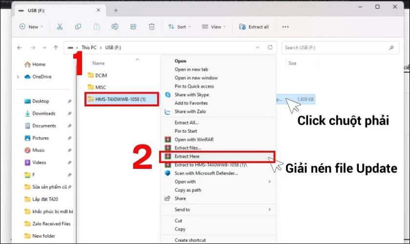 Kế đến bạn hãy click chuột phải và giải nén file (Extract Here)