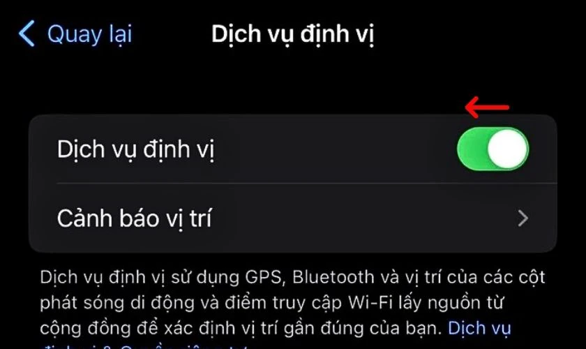 Nhấn vào Dịch vụ vị trí và gạt tắt là xong