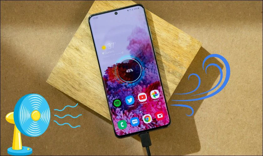 Cách sạc pin nhanh trên điện thoại Samsung an toàn - Làm mát thiết bị khi sạc