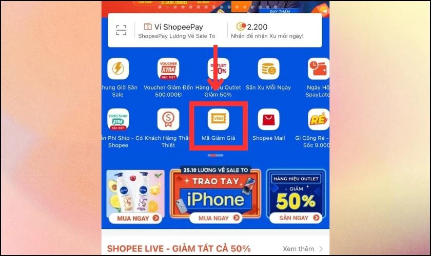 Cách săn mã giảm giá Shopee tại trang chủ