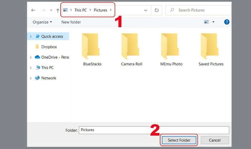 Chọn thư mục và nhấn Select Folder