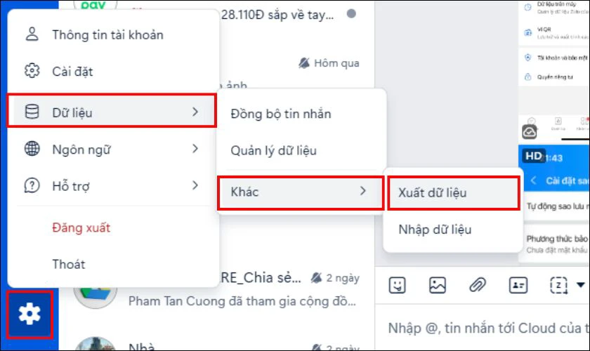 Cách sao lưu tin nhắn Zalo trên máy tính