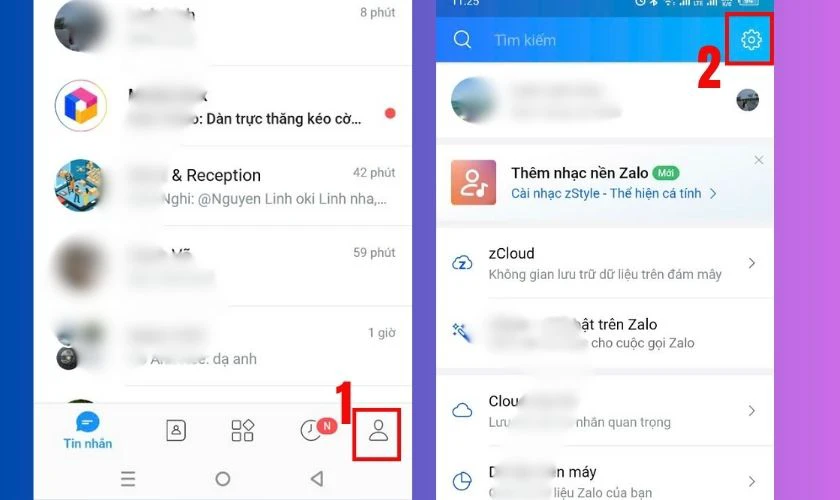 Mở ứng dụng Zalo, chọn tab Cá nhân và vào Cài đặt