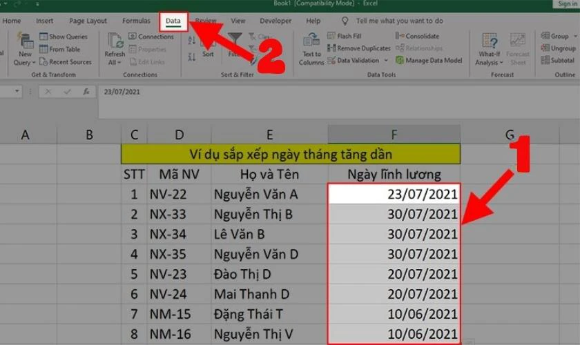 Cách sắp xếp ngày tháng năm tăng dần trong Excel nhanh nhất
