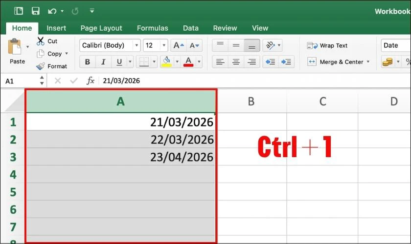 Sai lệch định dạng ngày tháng trong bảng tính Excel