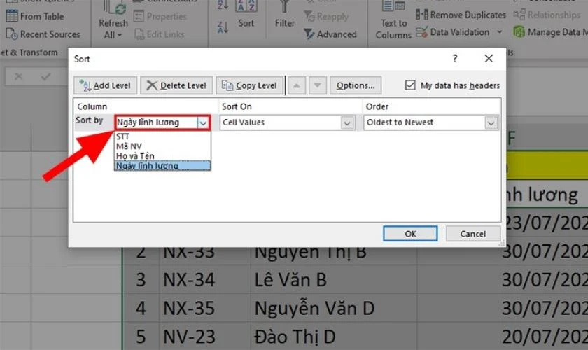 Đến phần Sort by