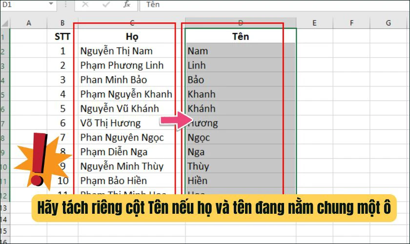 Lưu ý khi sắp xếp tên theo ABC trong Excel