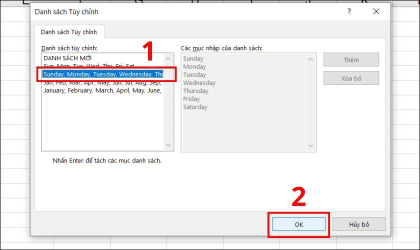 Chọn cách sắp xếp bạn đang cần, sau đó nhấn OK