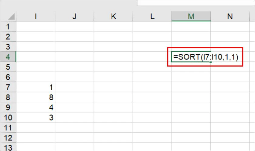 Cách sắp xếp theo thứ tự tăng dần trong Excel bằng hàm Sort