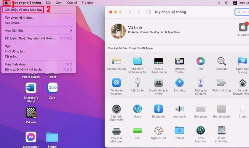 Chọn biểu tượng Apple ở góc trái màn hình và nhấn vào Tùy chọn hệ thống