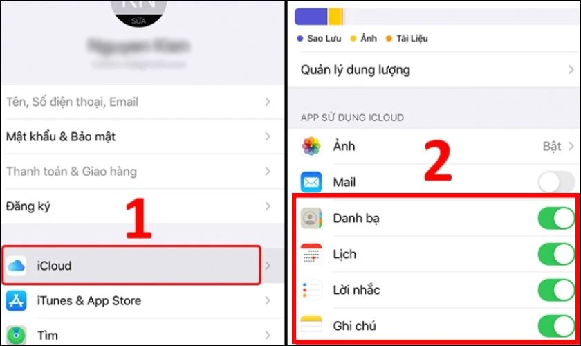 Cách đồng bộ dữ liệu với iCloud
