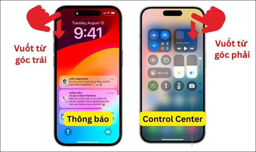 Cách sử dụng Control Center và Trung tâm thông báo