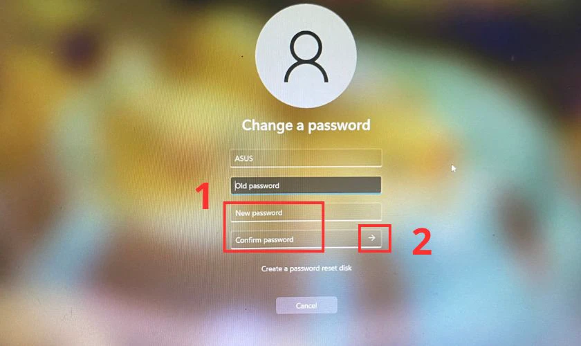 Nhập mật khẩu mới vào ô New password