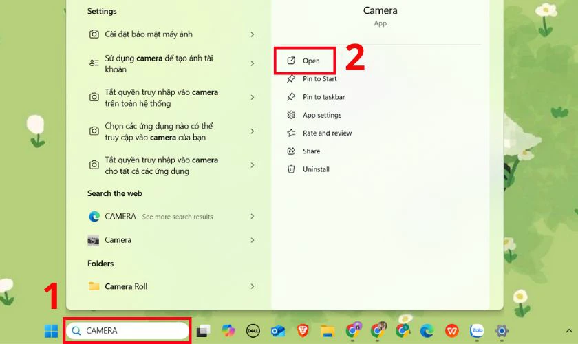 Tìm kiếm chức năng Camera