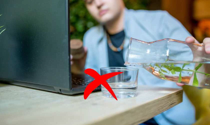 Tránh làm đổ nước hoặc chất lỏng lên laptop Dell