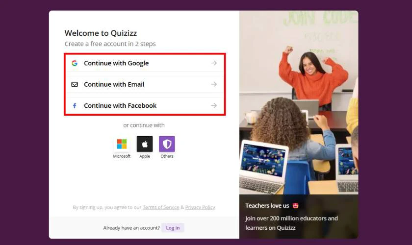 Bạn có thể đăng ký bằng cách dùng địa chỉ email của mình