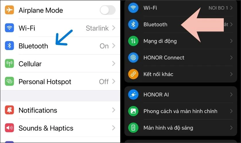 Mở bluetooth trên điện thoại