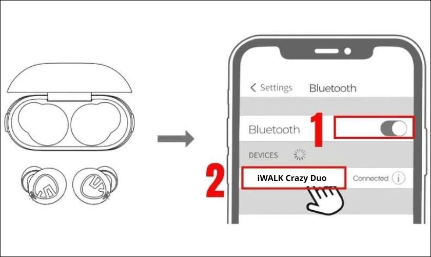 Cách kết nối tai nghe Bluetooth không dây iWALK Crazy Duo chính hãng