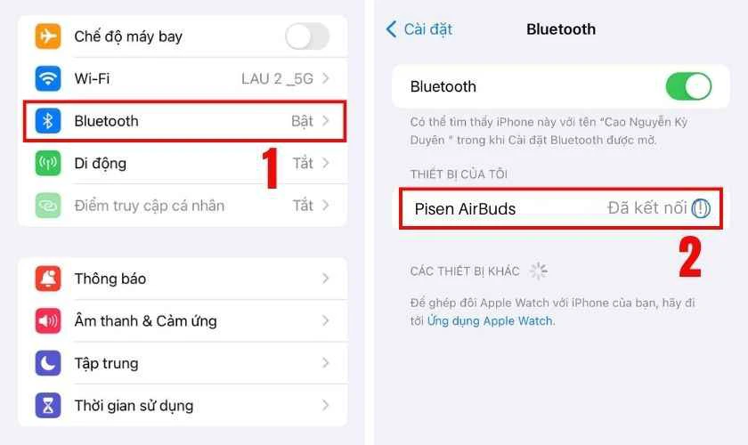 Bật Bluetooth và ghép nối trên điện thoại