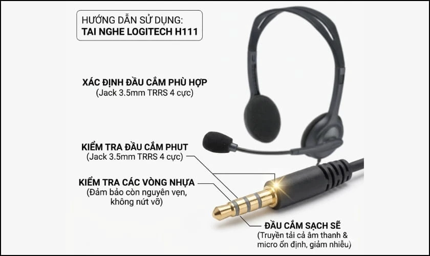 Cách sử dụng tai nghe chụp tai có dây Logitech H111
