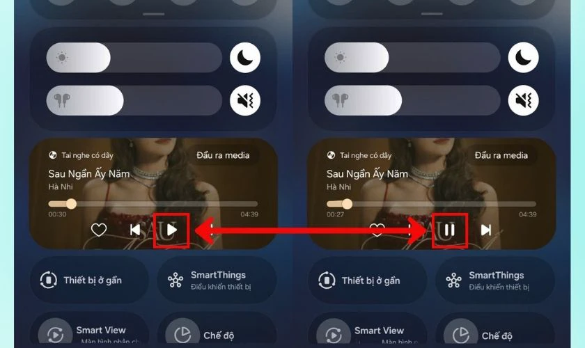 Cách dừng/phát nhạc và nhận/từ chối cuộc gọi