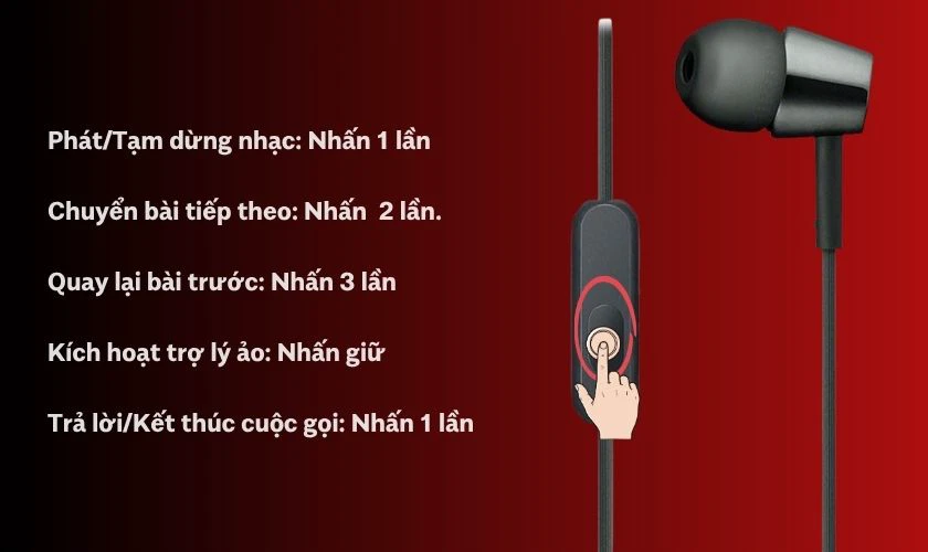 Cách sử dụng các chức năng chính trên tai nghe Sony MDR-EX155AP