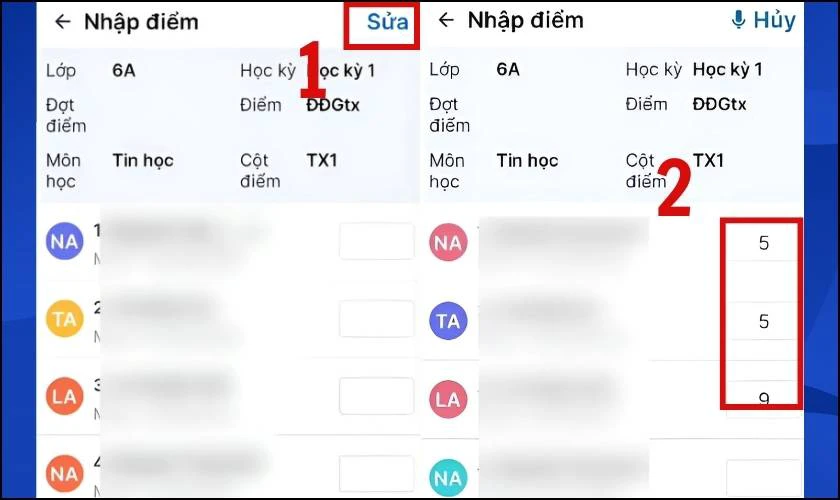 Cách sửa điểm trên VNedu cho học sinh trên điện thoại đơn giản