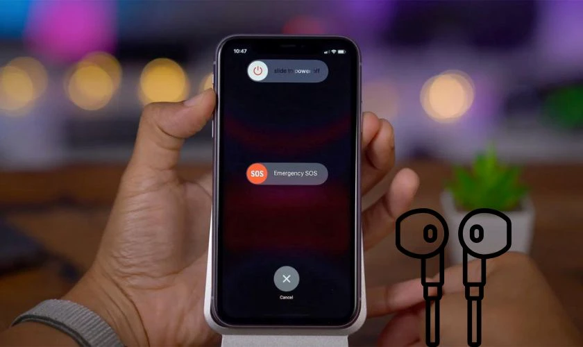 Khởi động lại iPhone khi tai nghe bị lỏng