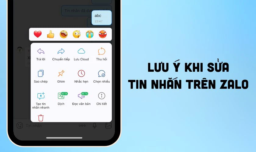 Lưu ý khi sửa tin nhắn trên Zalo